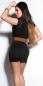 Preview: Minikleid mit Wasserfallausschnitt und Gürtel, schwarz