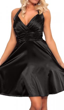 Satin Kleid in A-Linie schwarz