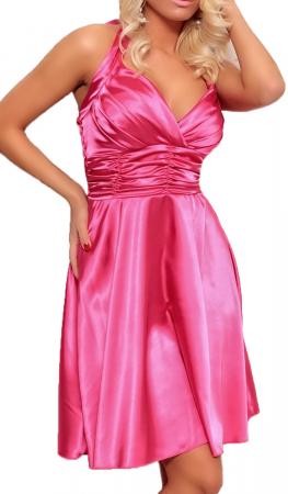 Satin Kleid in A-Linie pink