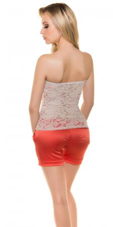 3D Spitzenbandeau-Top, beige