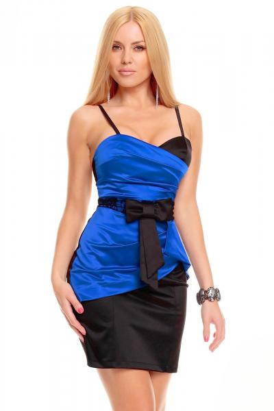 Cocktailkleid in schwarz/royalblau