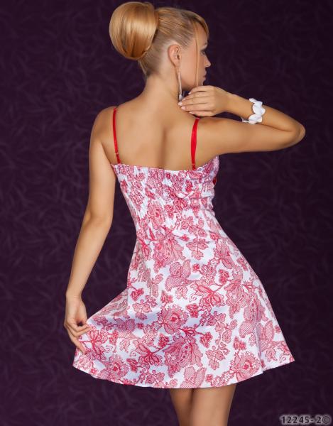 Minikleid mit Blumen-Muster weiß/rot